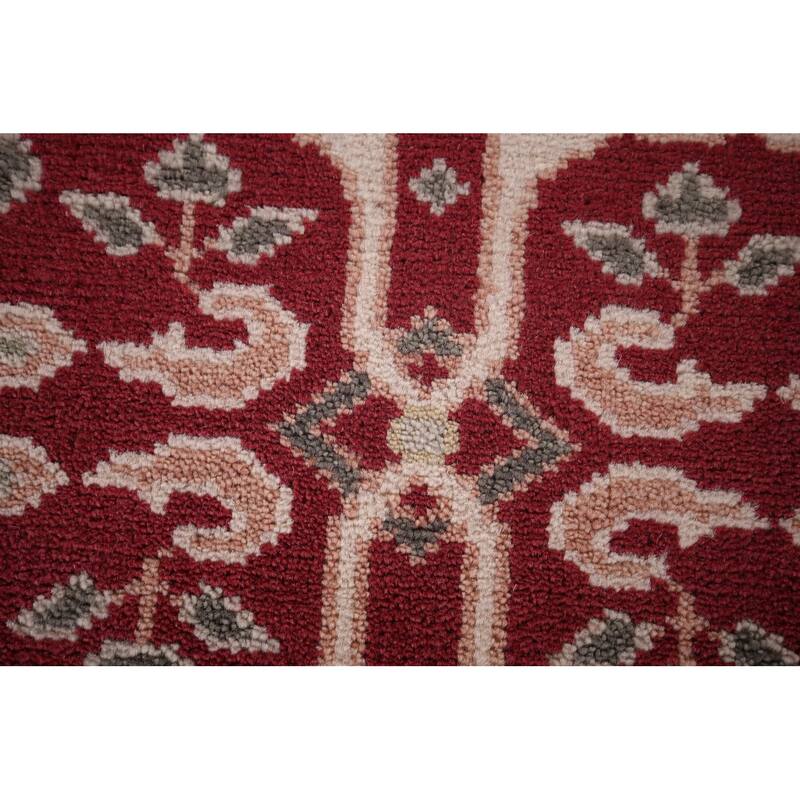 Red Oushak Indian Runner Rug Hand-Knotted Transitional Wool Carpet - 2'7"x 9'8"