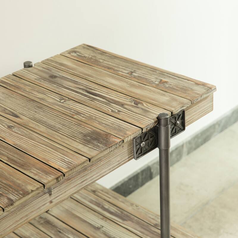 FirsTime & Co. Oxford Farmhouse Factory Cart Console Table, American Crafted, Weathered Brown, Wood, 50 x 21.5 x 30 in