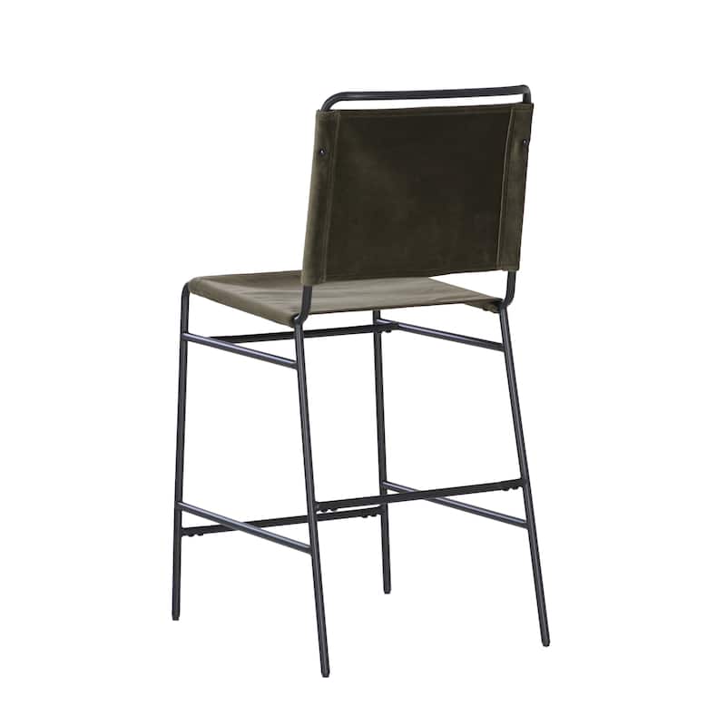 Leffler Metal Faux Leather 25.5-Inch Counter Stool