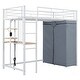 preview thumbnail 15 of 38, Metal & Wood Twin Size Loft Metal Bed with Desk,Power Outlet,LED and Wardrobe