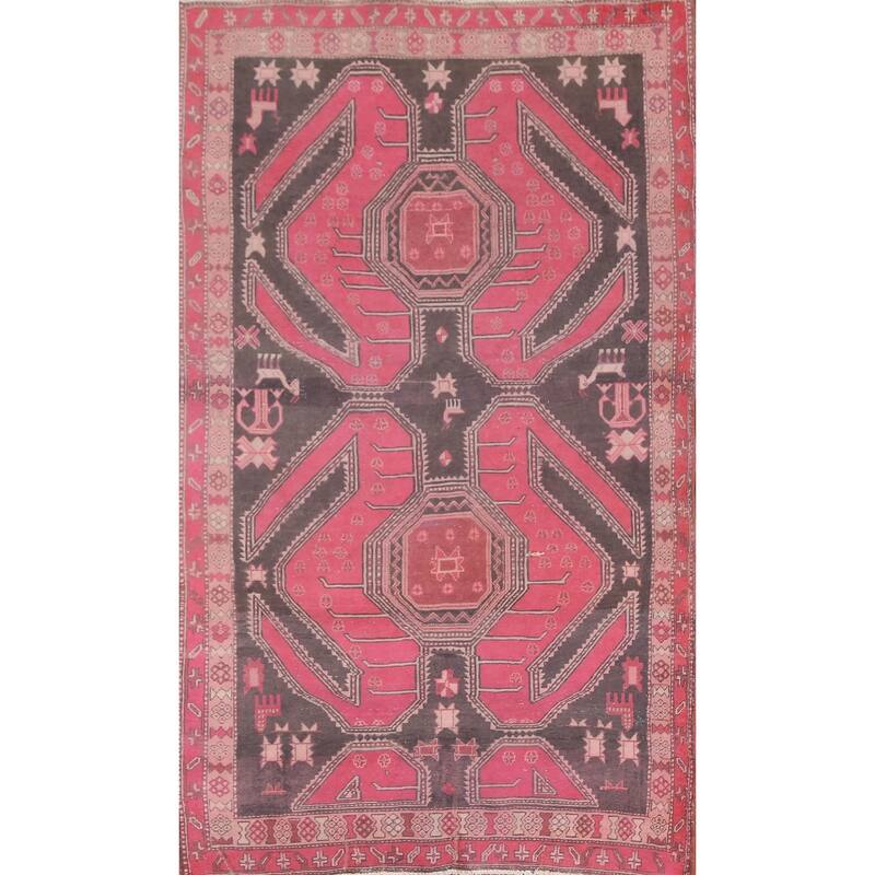 Over-Dyed Meshkin Persian Vintage Area Rug Handmade Wool Carpet - 5'2"x 9'4"