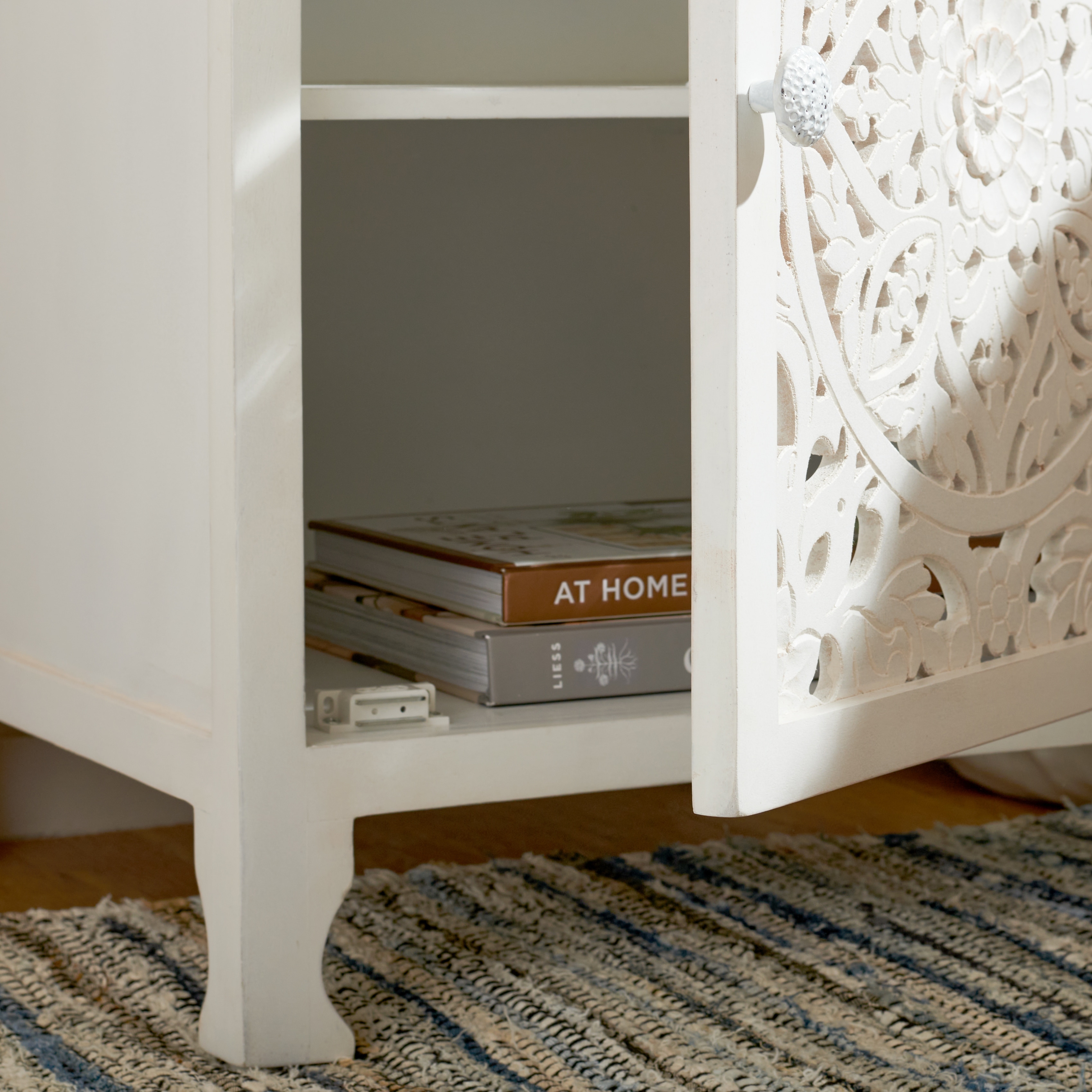 SAFAVIEH Adilene Shabby Chic Wood Nightstand, White Wash