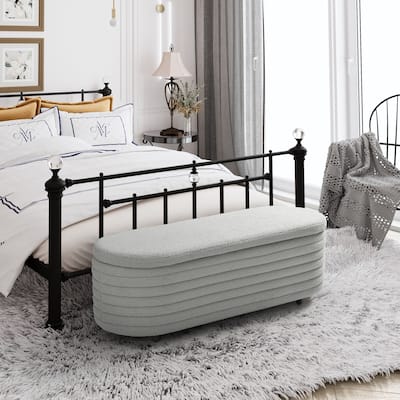 Bayville Sherpa Polyester Flip Top Storage Ottoman - 54"