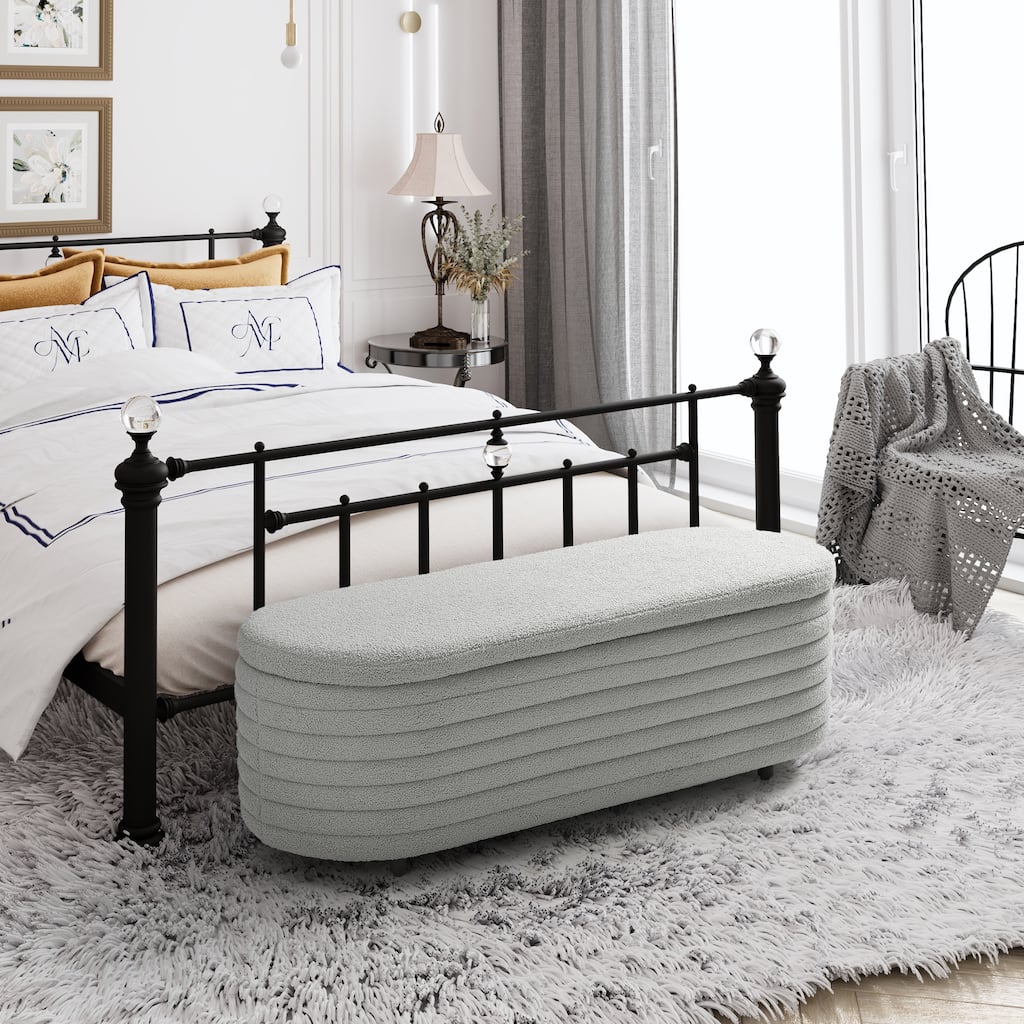 Bayville Sherpa Polyester Flip Top Storage Ottoman - 54"
