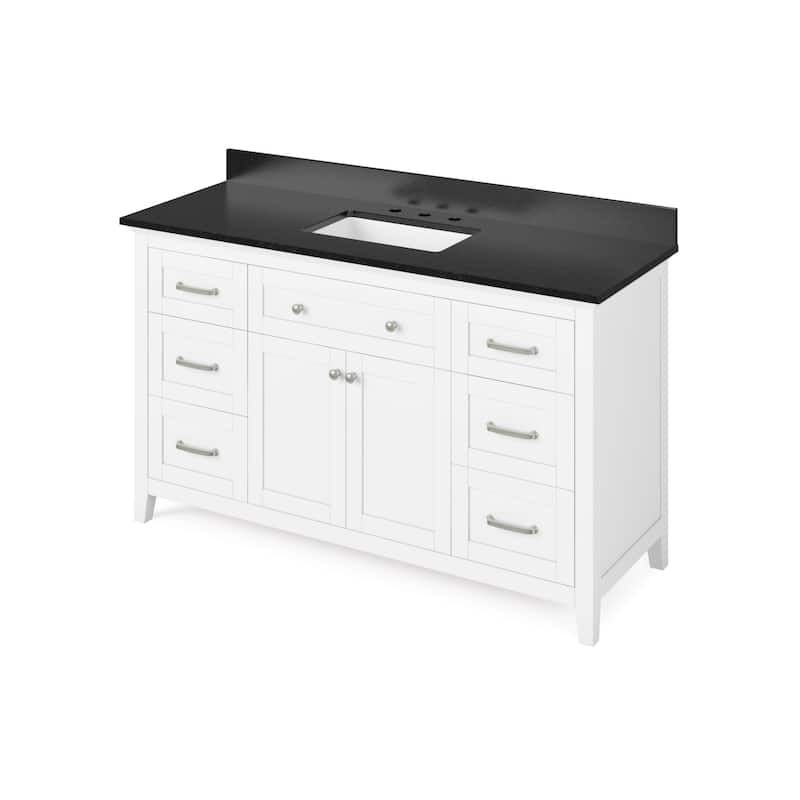 Jeffrey Alexander VKITCHA60RS-GRANITE Chatham 61" Free Standing Single - White / Black - Painted