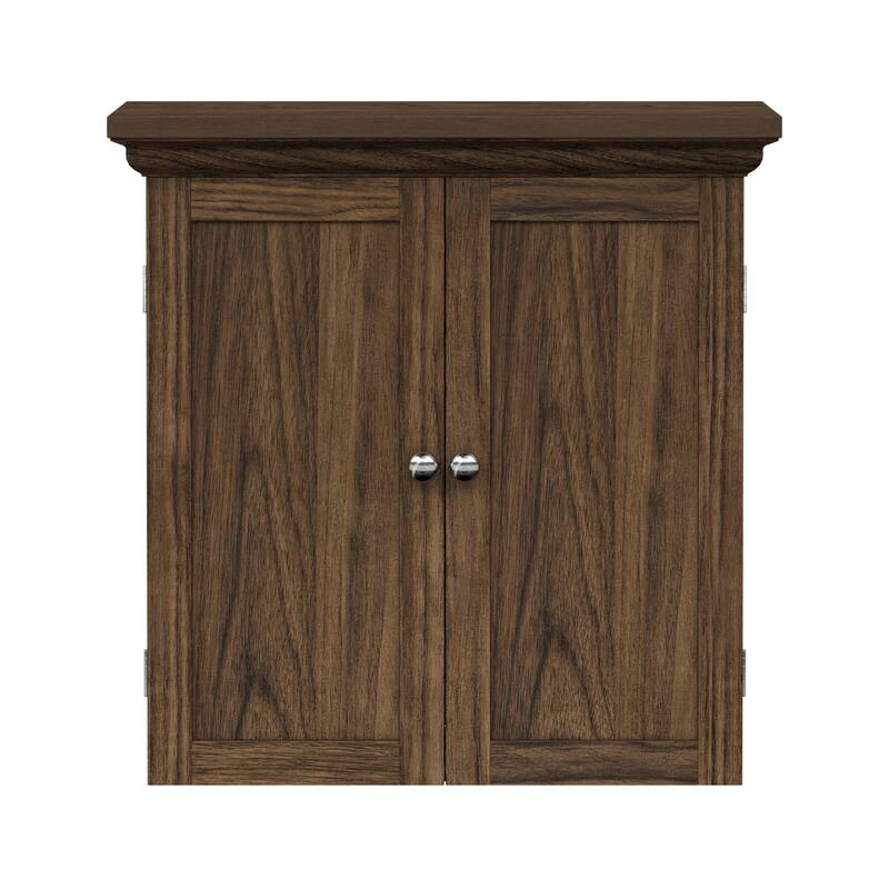 Teamson Home Stratford Removable Wall Cabinet 2 Doors, Adjustable Shelves, Crown Molding, Beveled Inlays for Bathroom Storage