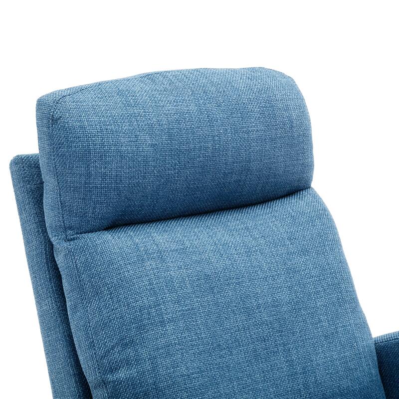 Linen High-Back Rocking Chair with Recliner Function, Side Pocket, and Solid Wood Legs