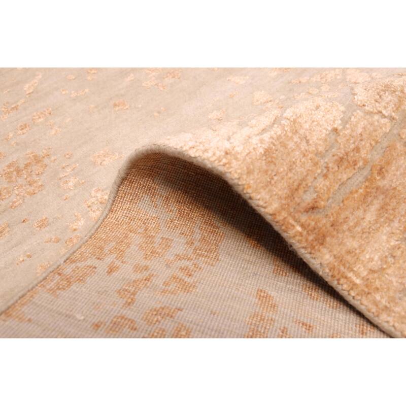 ECARPETGALLERY Hand-knotted Legacy Tan Silk, Wool Rug - 2'6 x 10'0