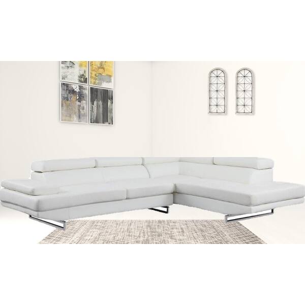 White Leather L Shaped Two Piece Corner Sectional White Leather L Shaped Two Piece Corner Sectional