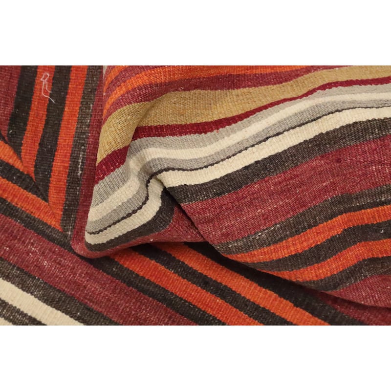 Hand Woven Oriental 100% Wool Carpet Southwestern Geometric Oranges & Rust Kilim Area Rug - 10' 1'' X 4' 11''