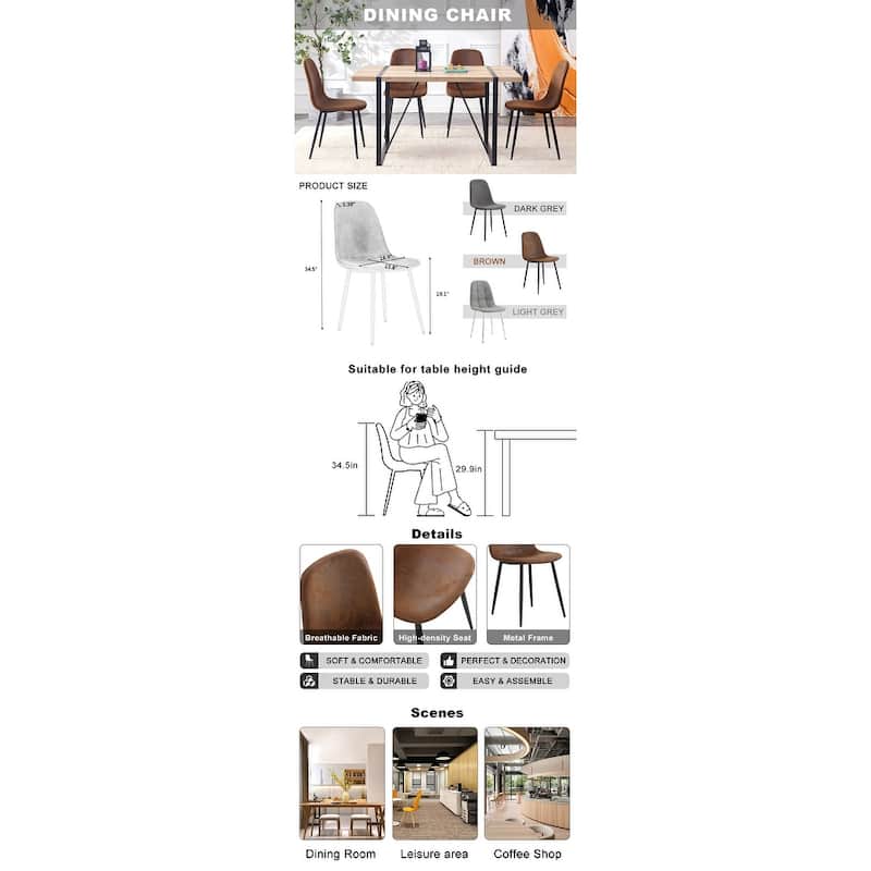 Lounge Chair Side Chair Office Chair Set of 6 Armless Chair Kitchen Chair Reception Chair with Metal Legs