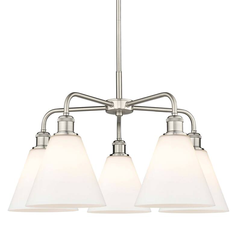 Innovations Lighting 516-5CR-16-26 Berkshire Chandelier Berkshire 5 - Satin Nickel / Matte White