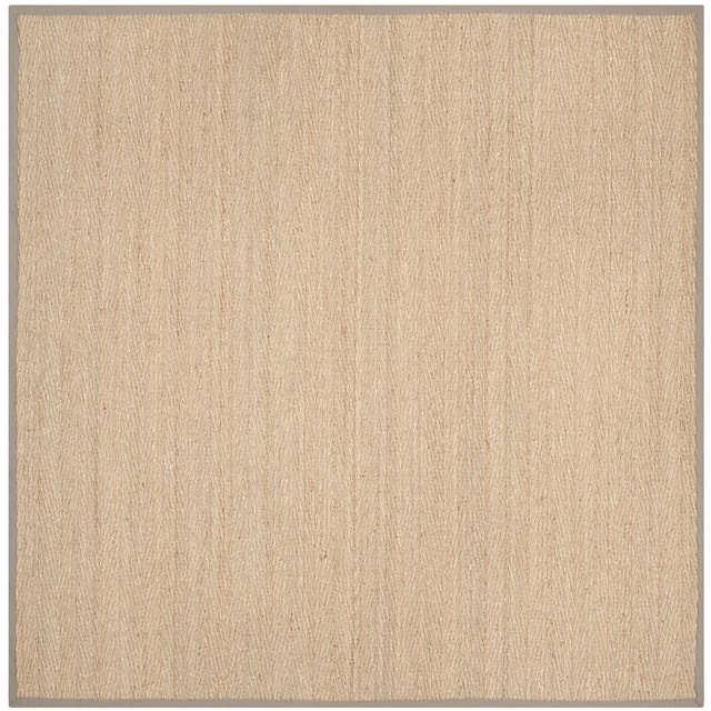 SAFAVIEH Natural Fiber Oceana Herringbone Seagrass Rug - 8' x 8' Square - Natural/Grey
