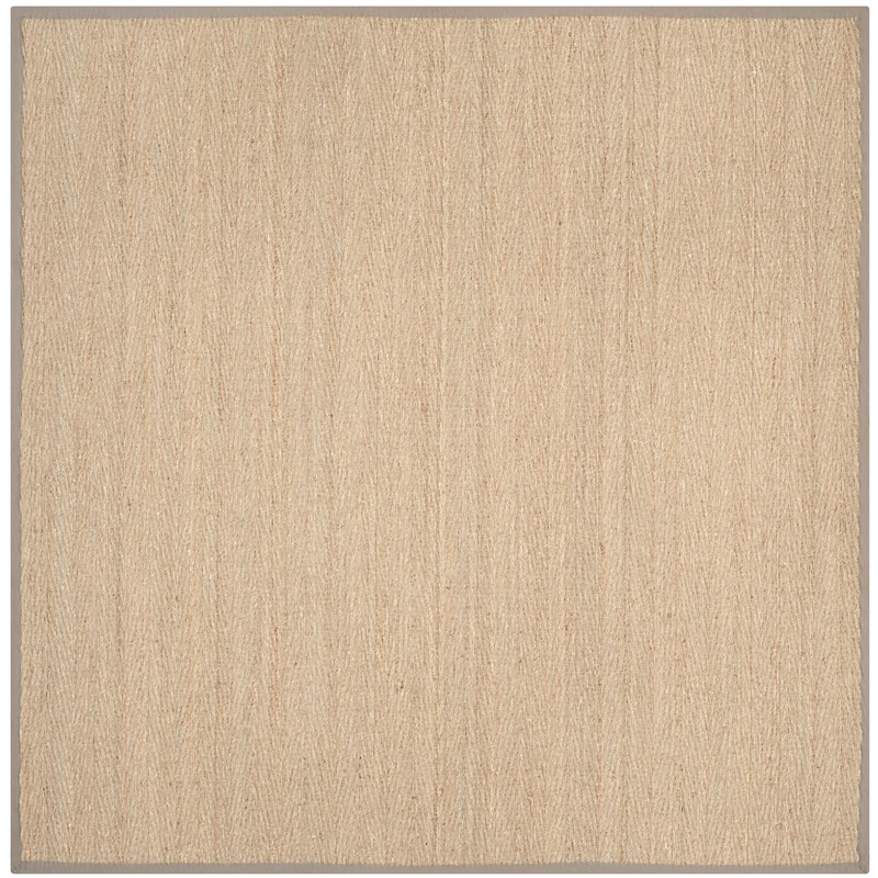 SAFAVIEH Natural Fiber Trilby Herringbone Seagrass Rug - 8' Square - Natural/Grey