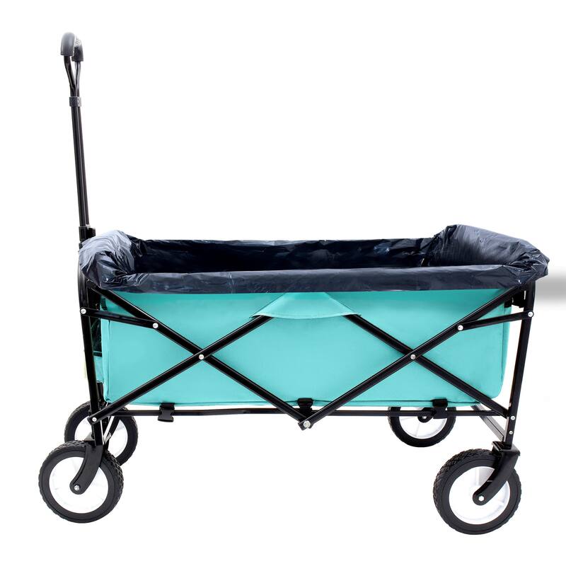 360lb Capacity Heavy-Duty Collapsible Wagon - with Storage Straps & 3-Piece Liner Bag Set