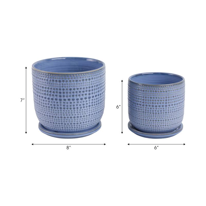 Ceramic Circular Saucer Planters Set of 2 - 6/8 in.
