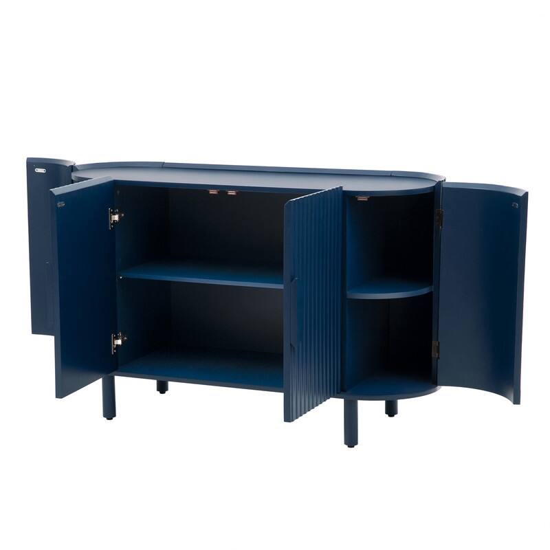 Light Luxury Sideboard with Adjustable Shelves, Curved Design Storage Buffet Cabinet for Living Room/Kitchen/Entryway/Hallway