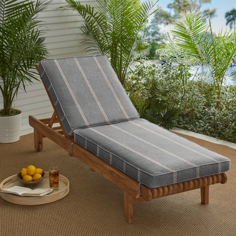 Sorra Home Sunbrella Outdoor Chaise Lounge Cushion - 78 in L x 21 in W x 3 in D - Lengthen Stone