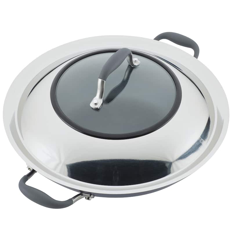 Advanced Home Nonstick Open Stock Cookware 14-Inch Covered Wok, Onyx