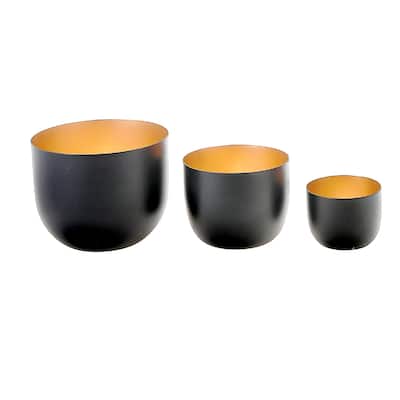 Christmas Black Metal Candle Holder Set Of 3 - N/A