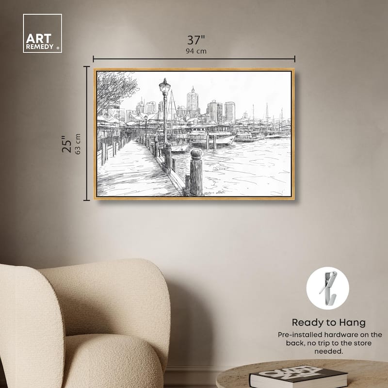 Harbour City Ink Canvas by Art Remedy
