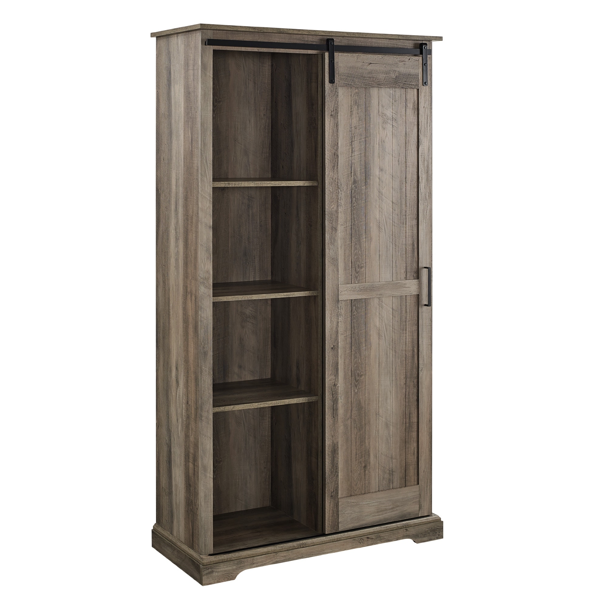 Owens Farmhouse Sliding Barn Door Storage Hutch Brushed White - Saracina  Home