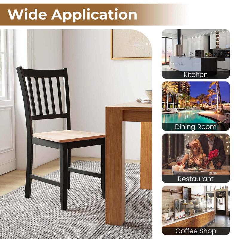 Set of 4 Dining Chair Kitchen Black Spindle Back Side Chair with Solid - See Details