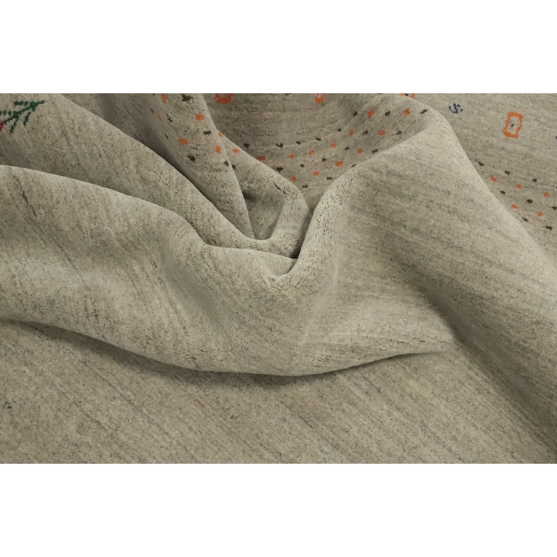 Hand Knotted Oriental 100% Wool Carpet Tribal Animal Pictorial Greys & Charcoal Gabbeh Area Rug - 7' 9'' X 5' 0''