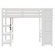 preview thumbnail 8 of 24, Twin/Full Size Loft Bed with Small Wardrobe, LED Light and Storage Staircase, Wooden Loft Bedframe with Storage Shelves for Kids