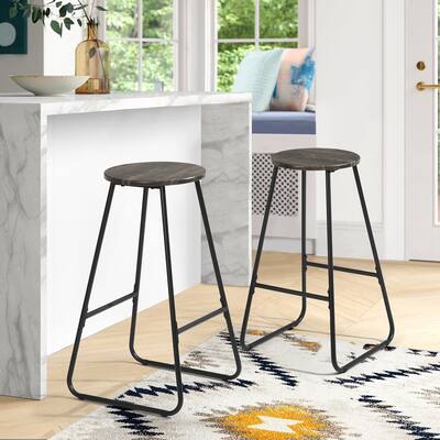 Homy Casa Industrial Wooden 27.95" Barstool (Set of 2)