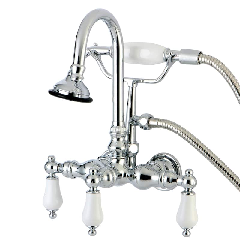 Kingston Brass Aqua Vintage Wall Mounted Clawfoot Tub Filler with - Polished Chrome