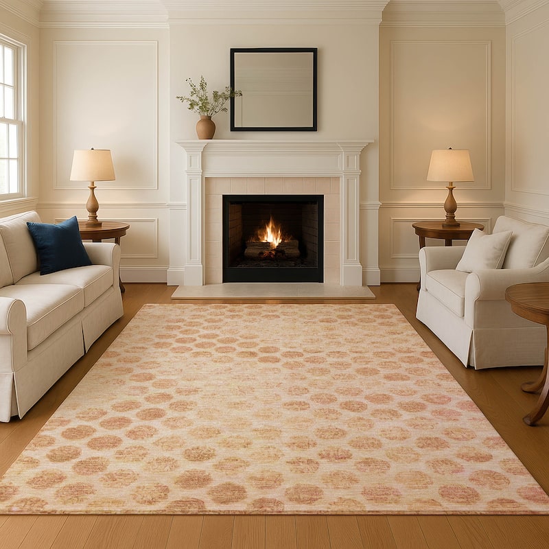 Premium Washable Super Soft Vintage Dotty Mayfield Rug - Peach - 9' x 12'