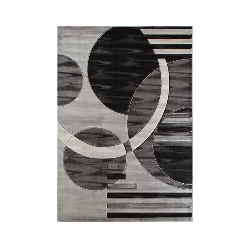 Orelsi Grey/Black Polyester Area Rug