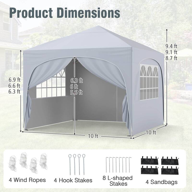 Costway 10 X 10 FT Pop up Canopy Tent Outdoor Easy Setup Sunshade with - See Details