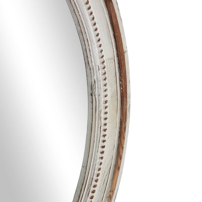 Wood Room Wall Mirror with Bead Detailing - White - Roche River Decor
