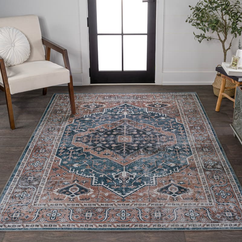 JONATHAN Y Kemer Ogee Medallion Machine Washable Area Rug