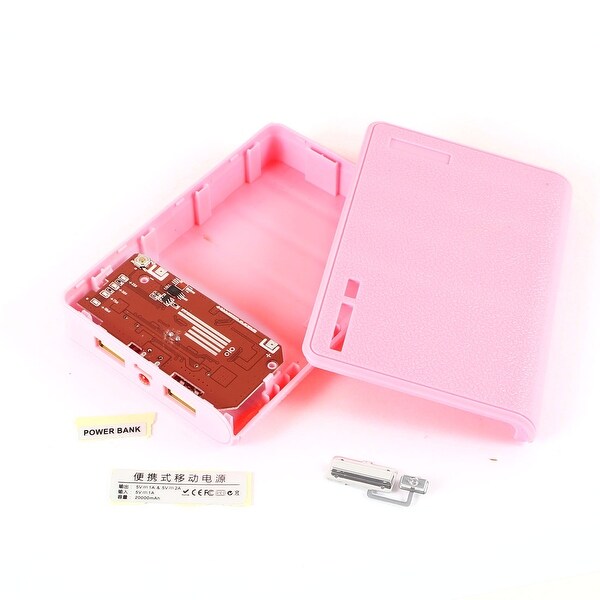 Unique Bargains Pink Plastic Power Bank USB 2.0 LED Light 18650 Battery Charger DIY Box