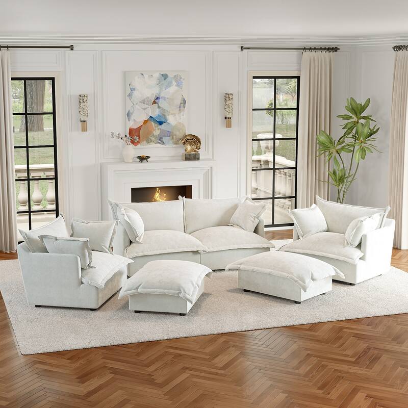 6-Piece Chenille Cloud Modular Living Room Set
