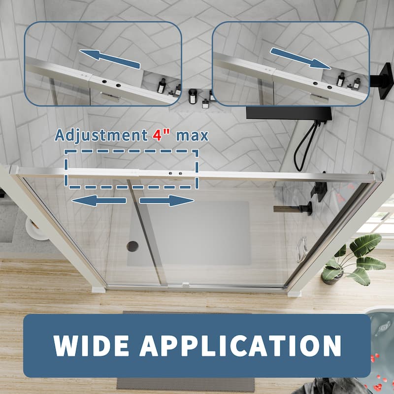 56-60" Bathtub Pivot Shower Screen Door - 60''x 71''