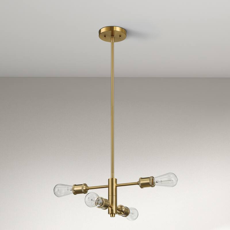 Porch Four-Light Modern Pendant with Satin Brass Finish - Gold
