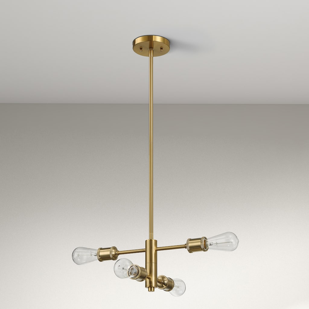 Porch Four-Light Modern Pendant with Satin Brass Finish - Gold