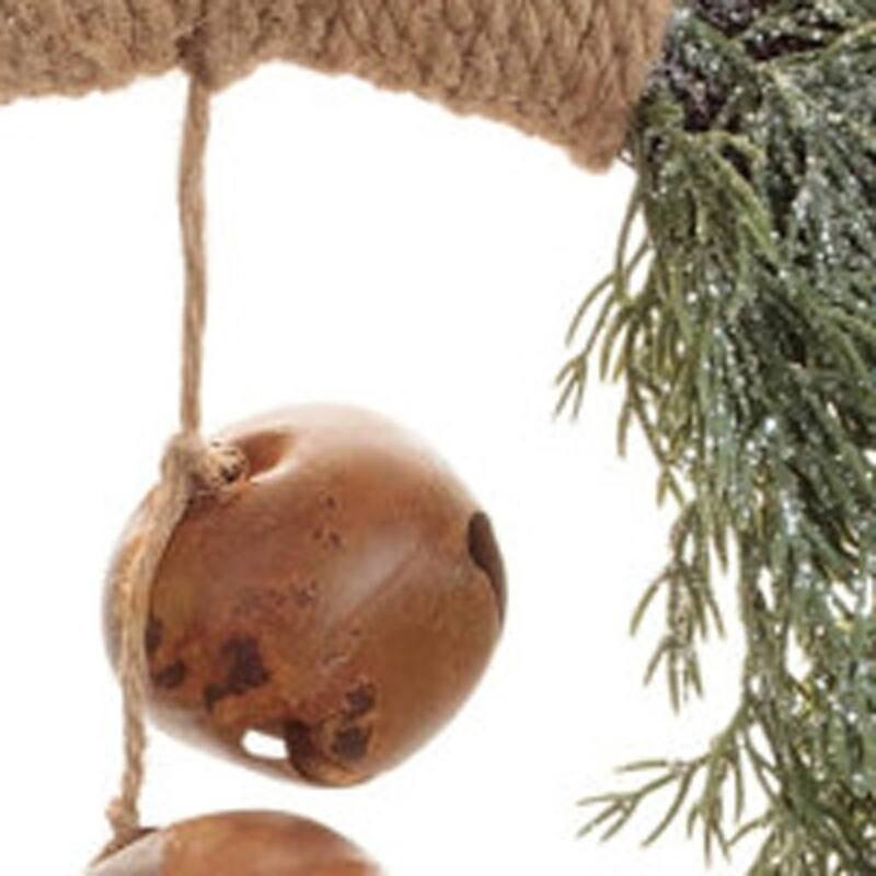 HomeRoots 22" Green And Brown Pine And Jingle Bells Artificial Christmas Wreath