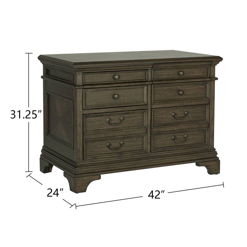 5-Drawer Wood File Cabinet Burnished Oak