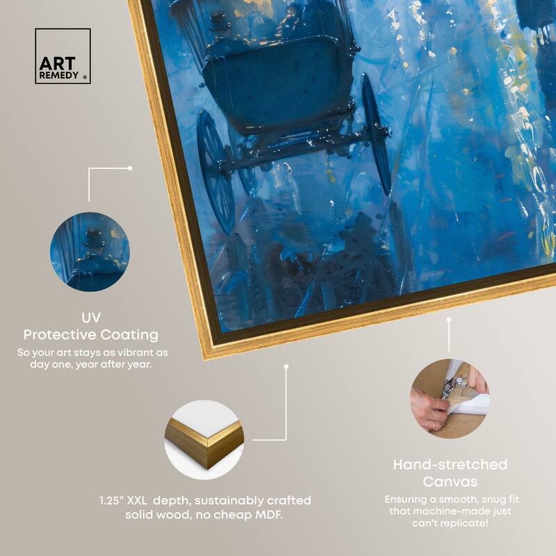 Art Remedy London Nights Framed Impressionism 1 Piece Canvas Wall Art /Monet And Van Gogh Inspired Art