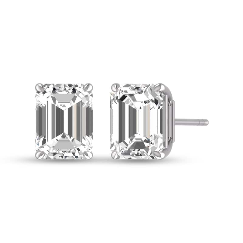 Marquee Lab Grown 3/4 Carat Emerald Cut Solitaire Diamond Earrings in 14K White Gold
