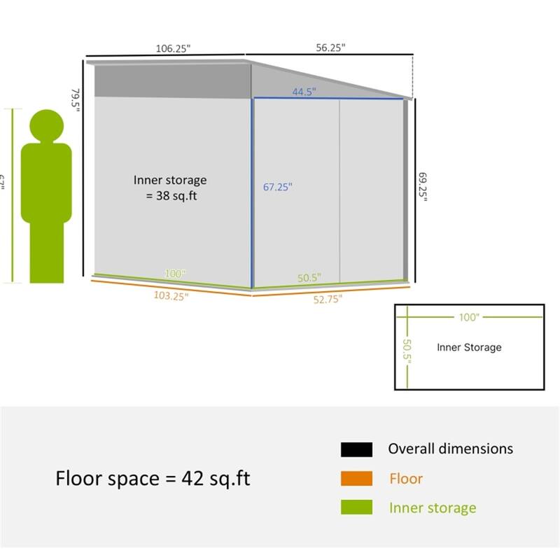 Large White Galvanized Steel Outdoor Storage Shed with Double Doors Ventilation and Foundation Kit for Garden Tools