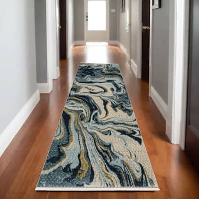 HomeRoots Abstract Modern Runner Area Rug