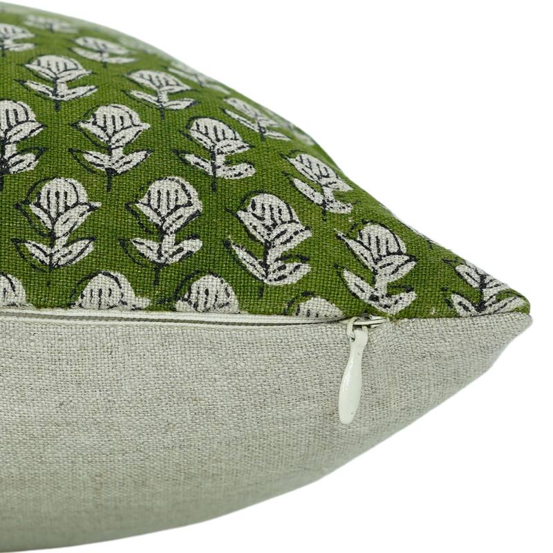 Linen Farmhouse Block print pillow Cover - Tarangini