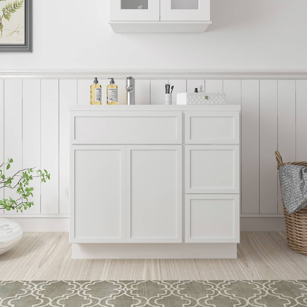 Vanity Art 36" Oak Freestanding Bathroom Vanity Cabinet without Top