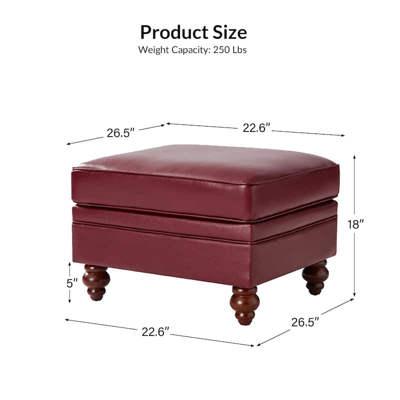 Irene Contemporary Genuine Leather Water Resistant Ottoman by HULALA HOME